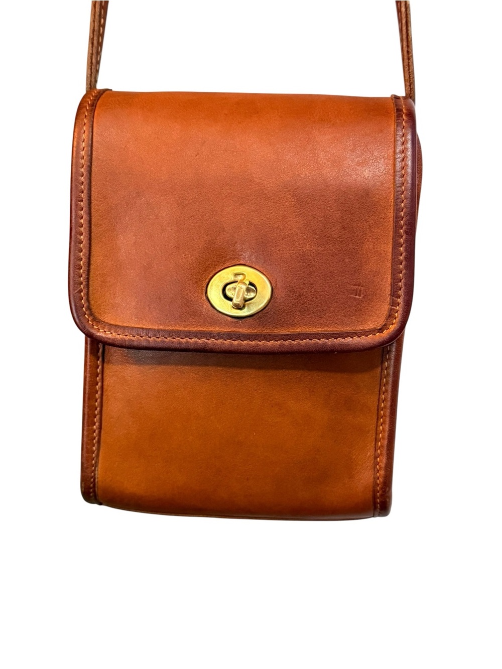 Vintage Coach Scooter Bag 9893 British Tan Leather Crossbody USA - Picture 9 of 12